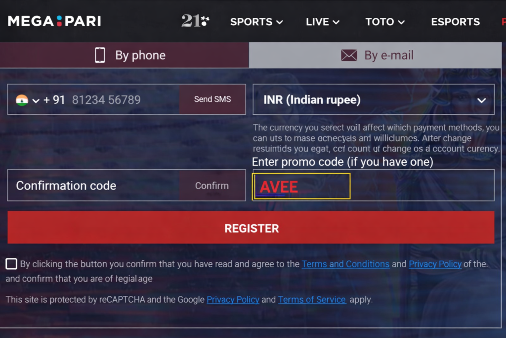 megapari signup bonus code